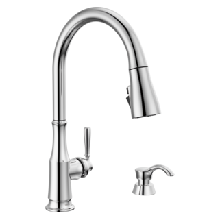 Delta Capertee: Single Handle Pull-Down Kitchen Faucet with Soap Dispenser and ShieldSpray Technology