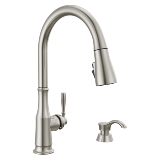 Delta Capertee: Single Handle Pull-Down Kitchen Faucet with Soap Dispenser and ShieldSpray Technology