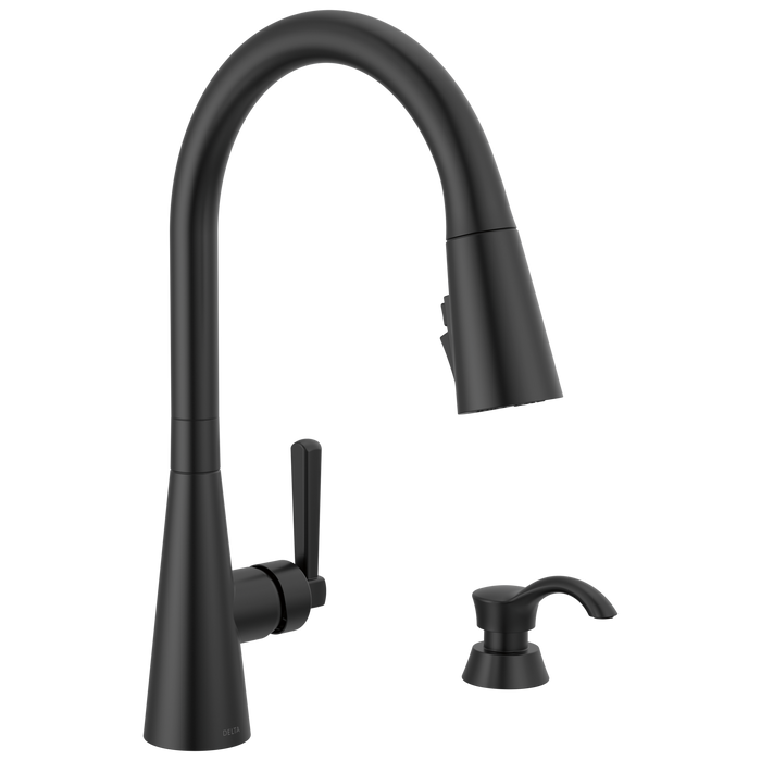Delta Boyd: Single Handle Pull-Down Kitchen Faucet with Soap Dispenser and ShieldSpray Technology