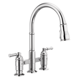 Delta Broderick: Two Handle Pull-Down Bridge Kitchen Faucet