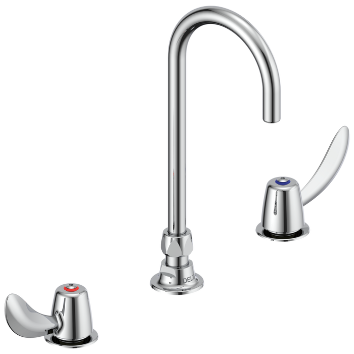 Delta 23C672 Two Handle Widespread Bathroom Faucet with Gooseneck Spout - Less Pop-Up