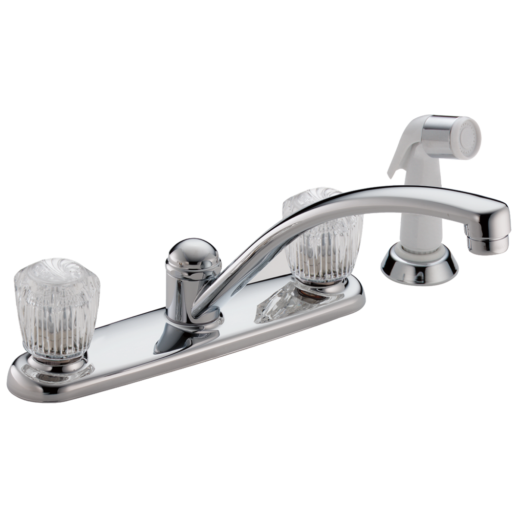 Delta 2402LF Classic Two Handle Kitchen Faucet with Spray