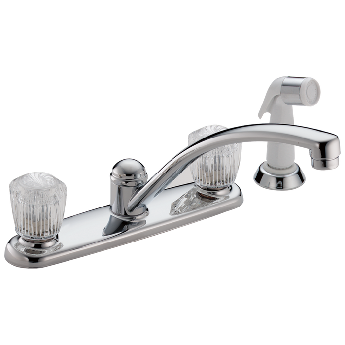 Delta 2402LF Classic Two Handle Kitchen Faucet with Spray