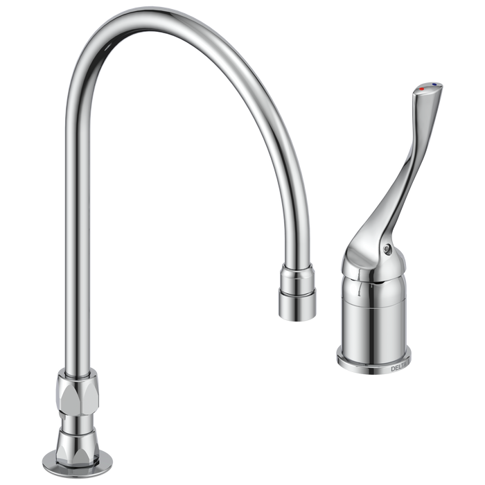 Delta Commercial 24T2: Single Control Mixing Faucet with Gooseneck Spout - Less Pop-Up