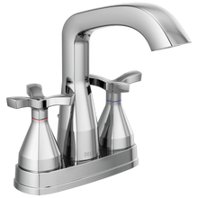 Load image into Gallery viewer, Delta 257766-MPU-DST Stryke 1.2 GPM Center Set Bathroom Faucet with Cross Handles and Pop-Up Drain Assembly
