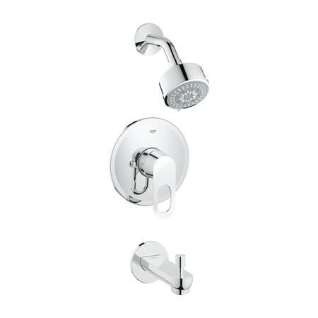 Grohe BauLoop Tub and Shower Valve Trim Pressure Balanced with Multi Function Shower Head and Diverter Tub Spout