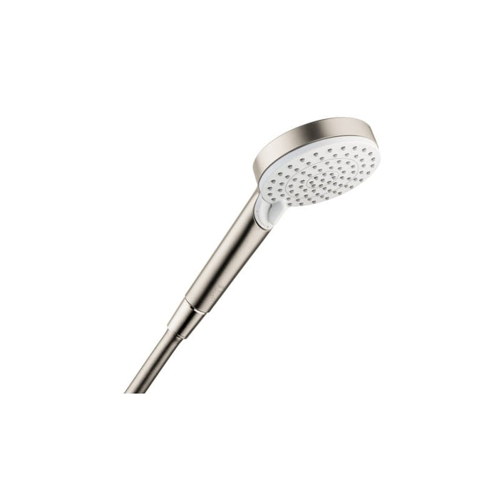 Hansgrohe Crometta 1.8 GPM Single Function Hand Shower with Quick Clean and Eco Right Technologies in Brushed Nickel/White
