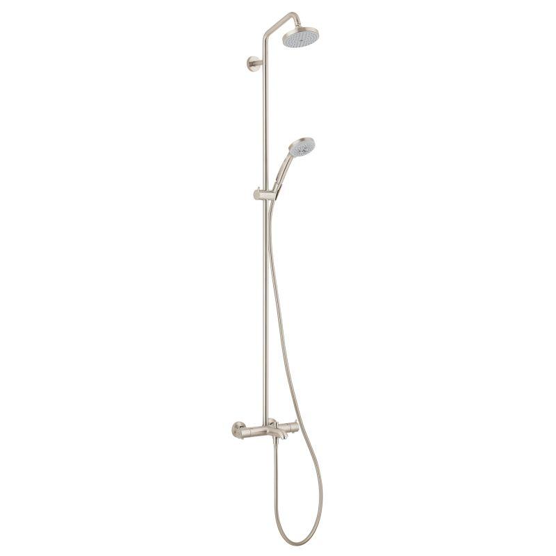 Hansgrohe 27143821 Croma Green Showerpipe Shower System with Tub Spout, Multi-Function Hand Shower in Brushed Nickel