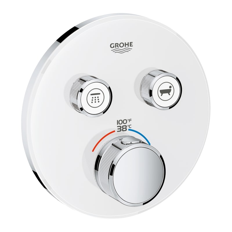 Grohe 29160LS0 Grohtherm Smart Control Dual Function Thermostatic Trim with Control Module - Moon White