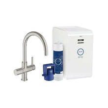 Load image into Gallery viewer, Grohe 31251-PARANT Blue 16 Inch Single Hole Deck Mounted Kitchen Faucet with Chilled &amp;amp; Sparkling Starter kit
