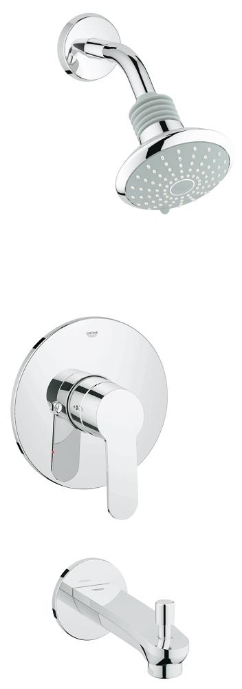 Grohe 35025002 Eurostyle Cosmopolitan Tub and Shower Valve Trim with Single Function Shower Head and Diverter Tub Spout