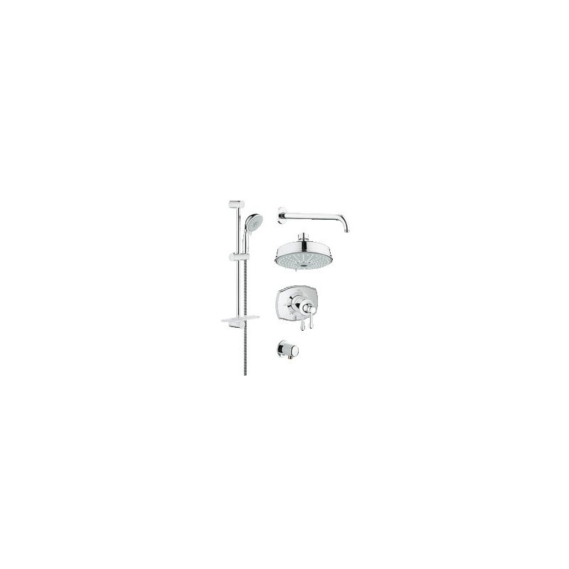 Grohe 35054 GrohFlex 24 1/2 Inch Thermostatic Valve Shower Set with 4 Sprays Showerhead