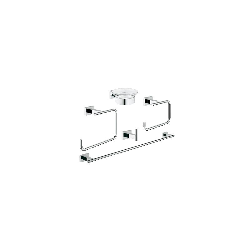 Grohe 40758001 Essentials Cube Wall Mount Bathroom Accessory Set Includes Towel Ring
