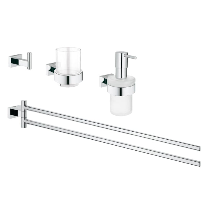 Grohe Essentials 4 Piece Bathroom Package with Towel Bar Robe Hook Tumbler