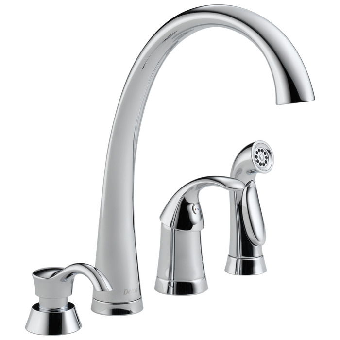 Delta 4380-SD-DST Pilar Single Handle Kitchen Faucet with Spray and Soap Dispenser