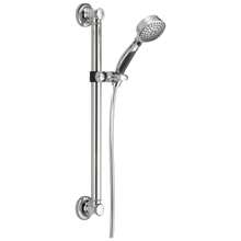Load image into Gallery viewer, Delta Universal Showering Components: ActivTouch 9-Setting Hand Shower with Traditional Slide Bar / Grab Bar

