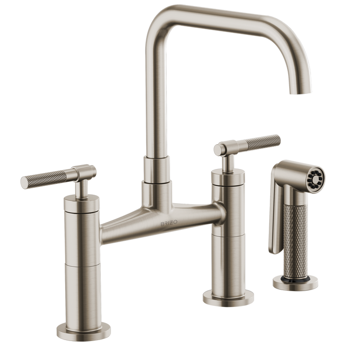 Brizo Brizo Litze: Bridge Faucet with Square Spout and Knurled Handle