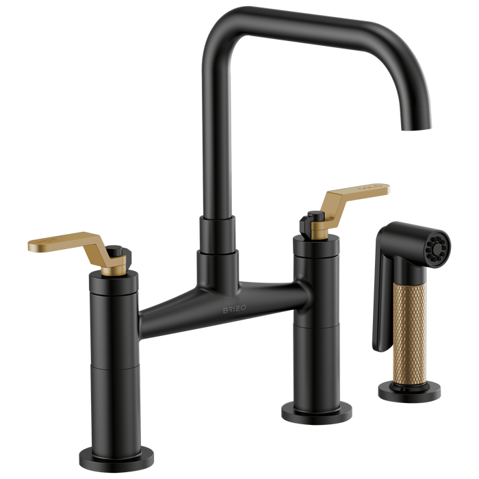 Brizo Litze: Bridge Faucet with Square Spout and Industrial Handle