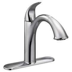Moen 7545 Extensa One Handle Low Arc Pullout Kitchen Faucet in Chrome