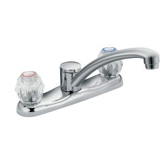 Moen 7900 Chateau Double Handle Kitchen Faucet with Acrylic Knob Handles in Chrome