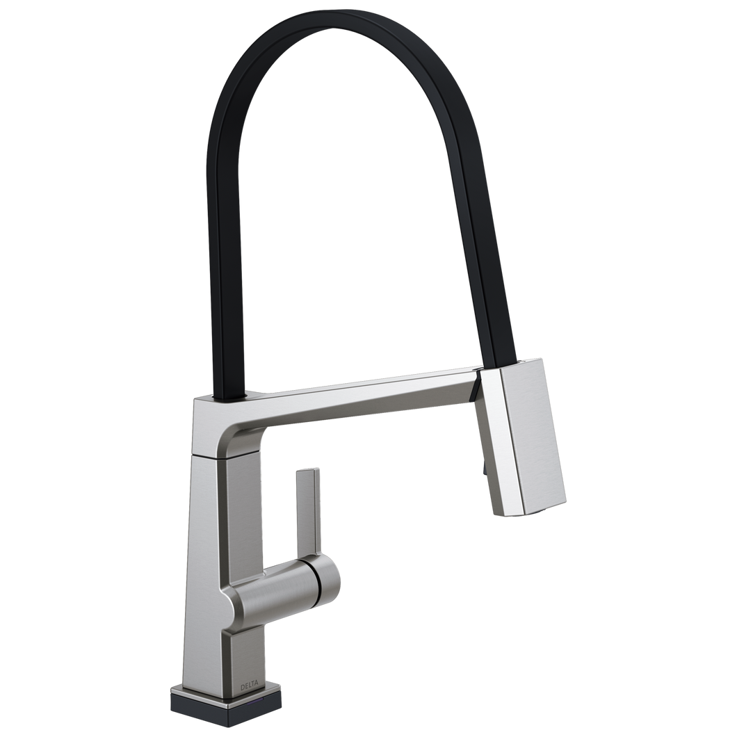 Delta 9693T-DST Pivotal Single Handle Exposed Hose Kitchen Faucet with Touch2O Technology