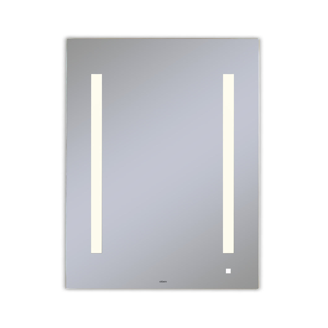 AiO 23-1/8" x 29-7/8" x 1-1/2" lighted mirror with LUM lighting at 2700 kelvin temperature (warm light), dimmable and USB charging ports