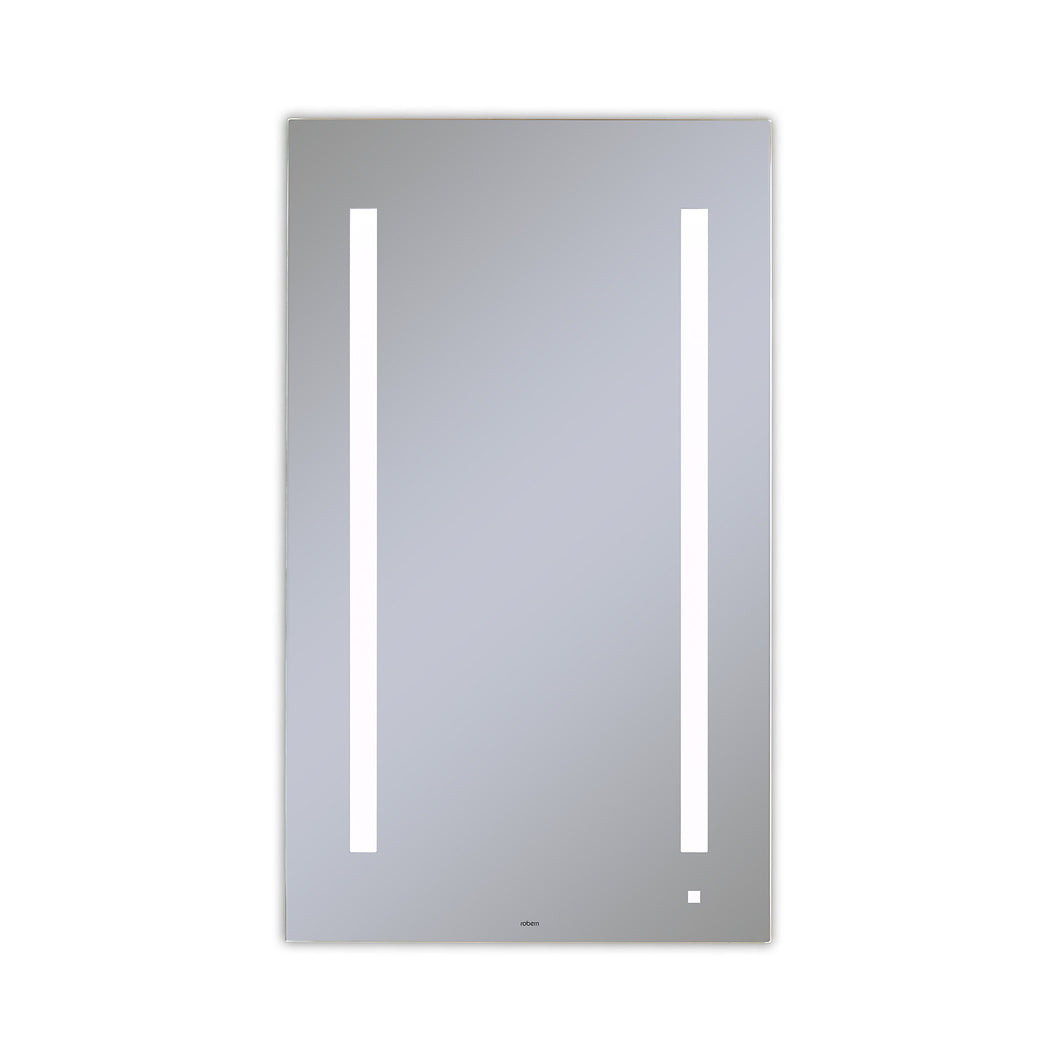 AiO 23-1/8" x 39-1/4" x 1-1/2" lighted mirror with LUM lighting at 4000 kelvin temperature (cool light), dimmable and USB charging ports