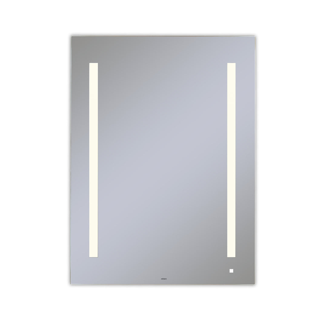 AiO 29-1/8" x 39-1/4" x 1-1/2" lighted mirror with LUM lighting at 2700 kelvin temperature (warm light), dimmable, USB charging ports and OM Audio