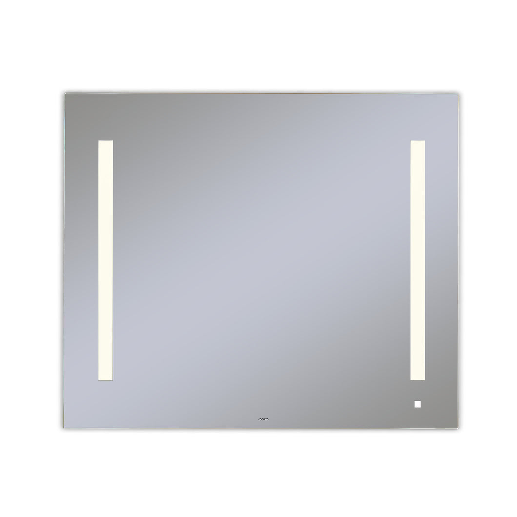AiO 35-1/8" x 29-7/8" x 1-1/2" lighted mirror with LUM lighting at 2700 kelvin temperature (warm light), dimmable, USB charging ports and OM Audio