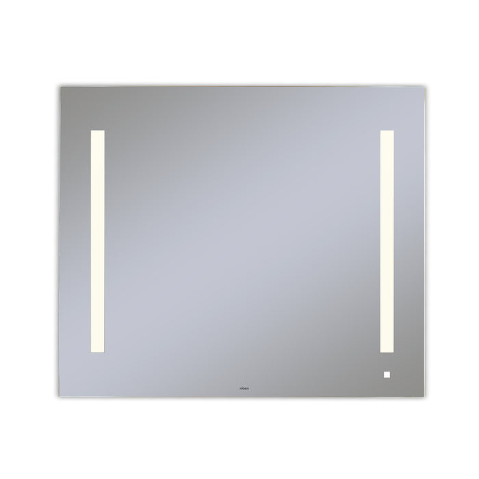 AiO 35-1/8" x 29-7/8" x 1-1/2" lighted mirror with LUM lighting at 2700 kelvin temperature (warm light), dimmable and USB charging ports