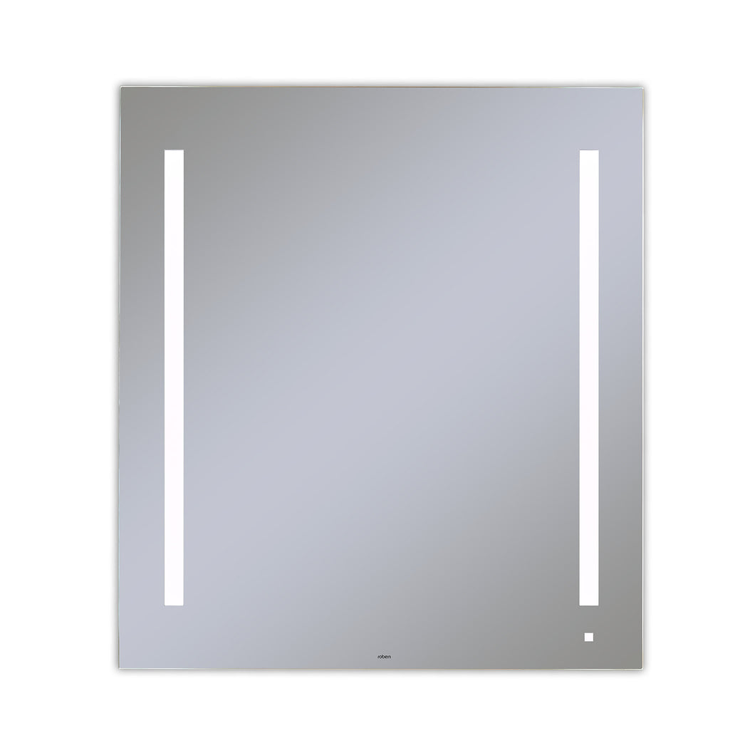 AiO 35-1/8" x 39-1/4" x 1-1/2" lighted mirror with LUM lighting at 4000 kelvin temperature (cool light), dimmable, USB charging ports and OM Audio