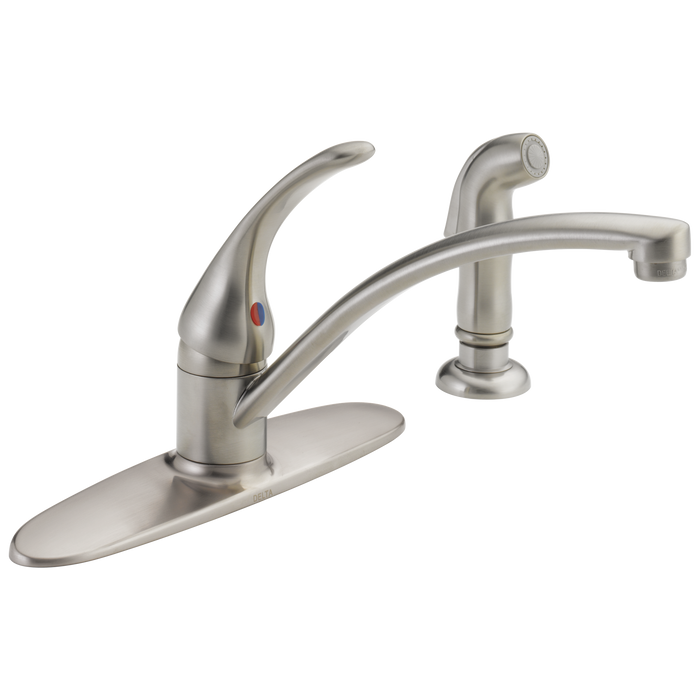 Delta B4410LF Foundations Single Handle Kitchen Faucet with Spray