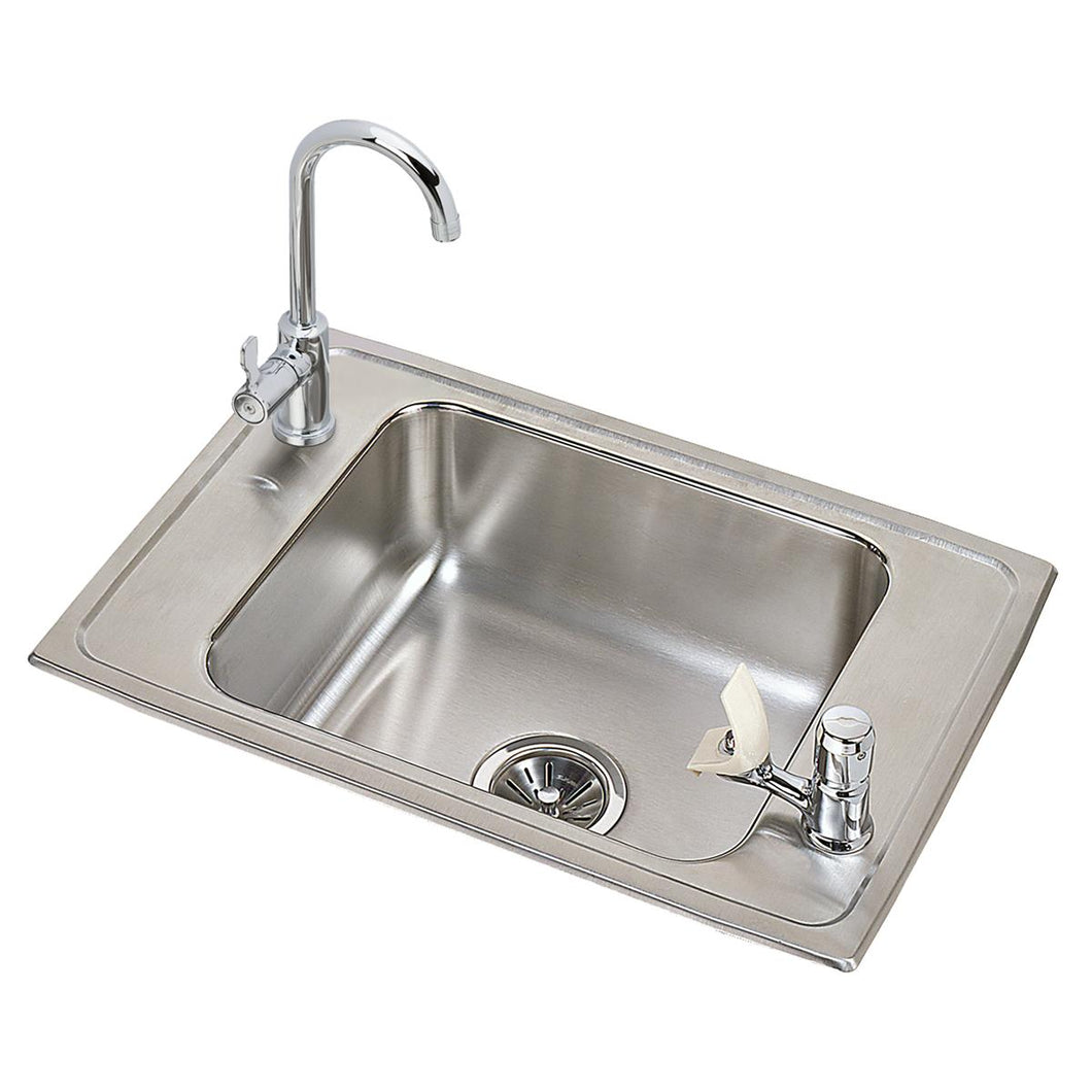 Elkay Celebrity Stainless Steel 25" x 17" x 6-7/8", 2-Hole Single Bowl Drop-in Classroom Sink and 12-1/2" Faucet / Bubbler Kit