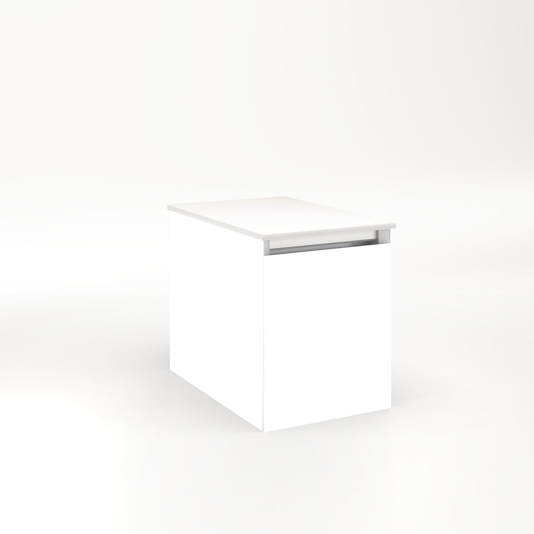 Cartesian 12-1/8" x 15" x 18-3/4" single drawer vanity in white with slow-close full drawer and no night light