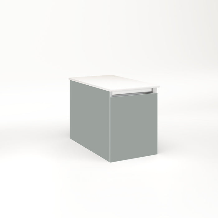 Cartesian 12-1/8" x 15" x 21-3/4" single drawer vanity in matte gray with slow-close full drawer and night light in 5000K temperature (cool light)