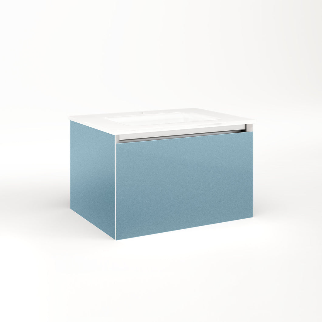 Cartesian 24-1/8" x 15" x 18-3/4" single drawer vanity in ocean with slow-close full drawer and no night light
