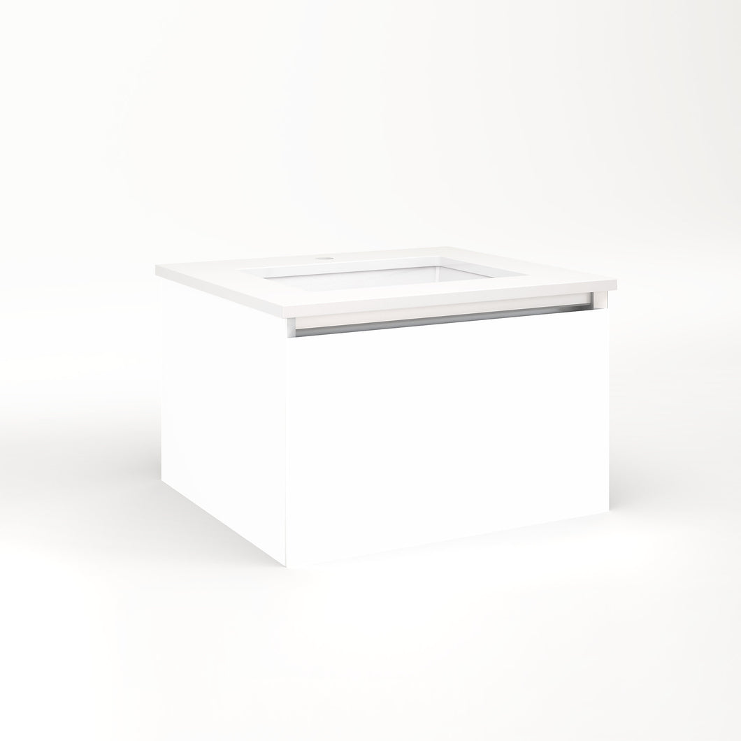 Cartesian 24-1/8" x 15" x 21-3/4" single drawer vanity in white with slow-close full drawer and night light in 5000K temperature (cool light)