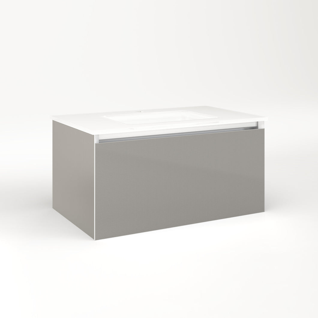 Cartesian 30-1/8" x 15" x 18-3/4" single drawer vanity in silver screen with slow-close full drawer and no night light