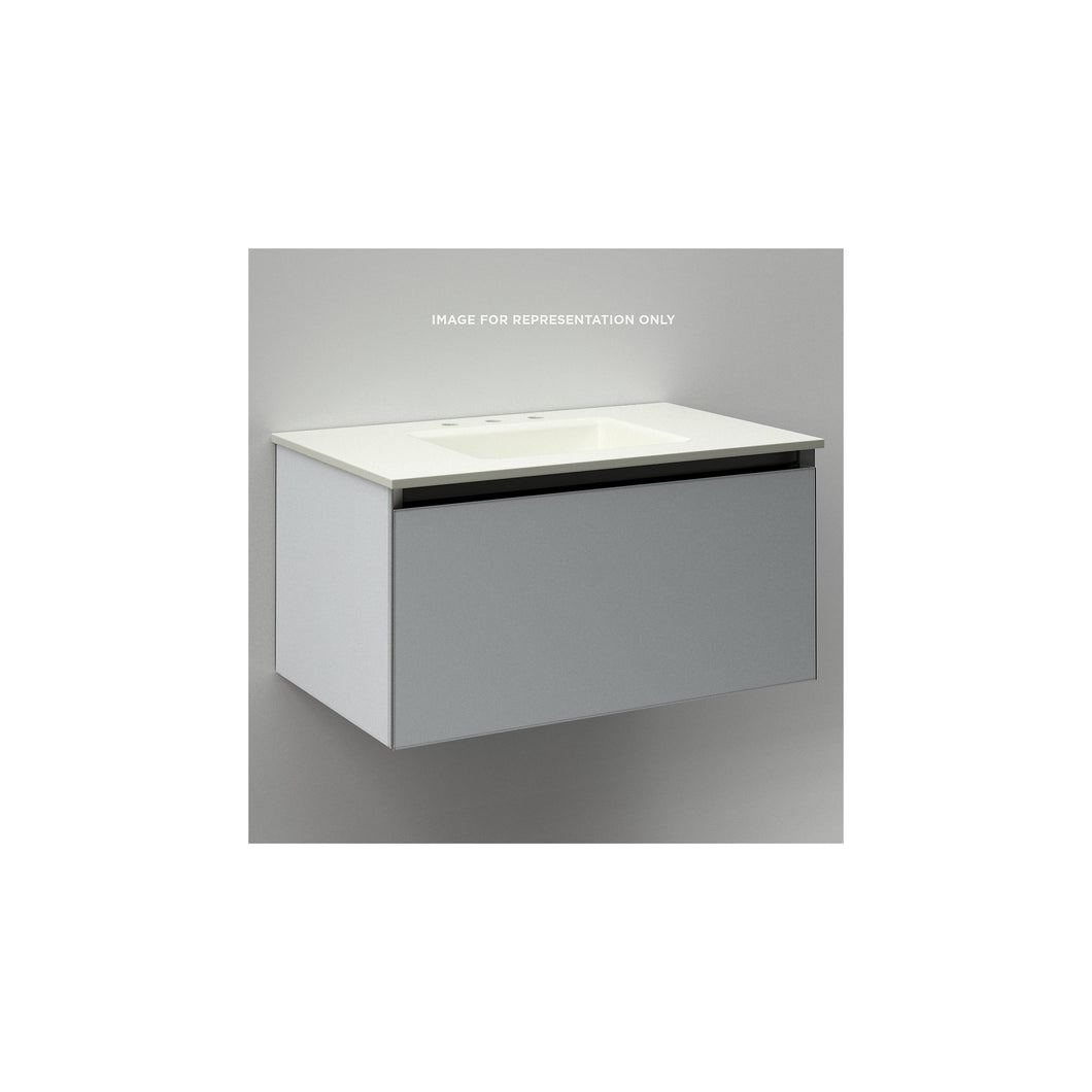 Cartesian 30-1/8" x 15" x 18-3/4" single drawer vanity in matte gray with slow-close full drawer and no night light