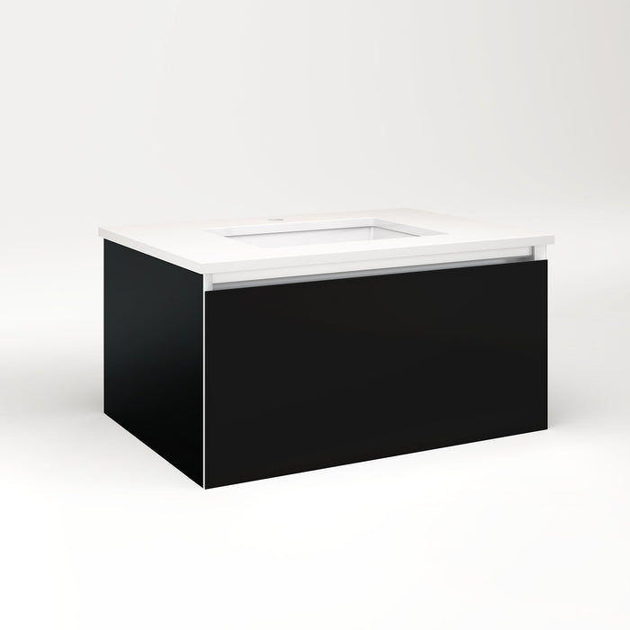 Cartesian 30-1/8" x 15" x 21-3/4" single drawer vanity in black with slow-close full drawer and no night light