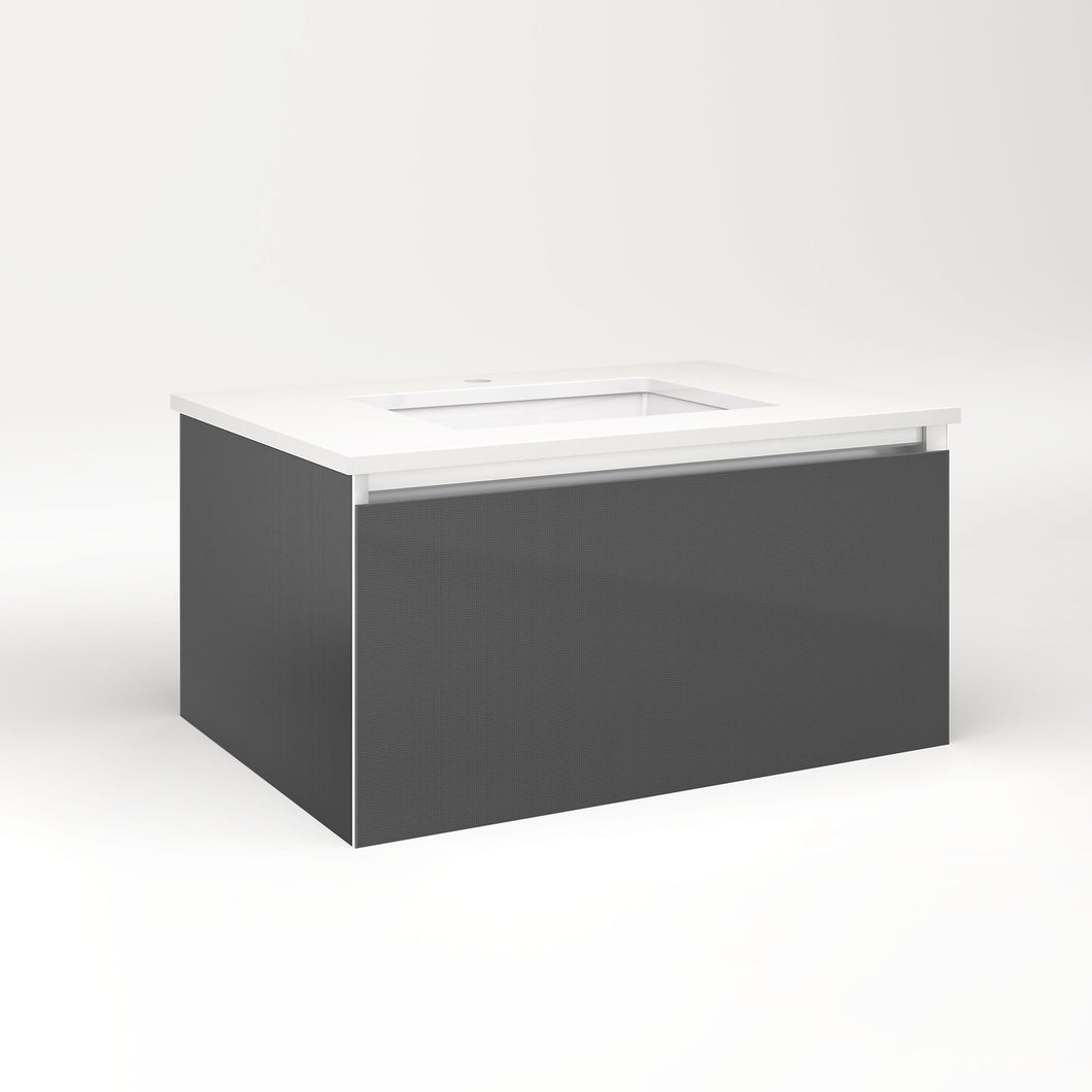 Cartesian 30-1/8" x 15" x 21-3/4" single drawer vanity in smoke screen with slow-close full drawer and no night light