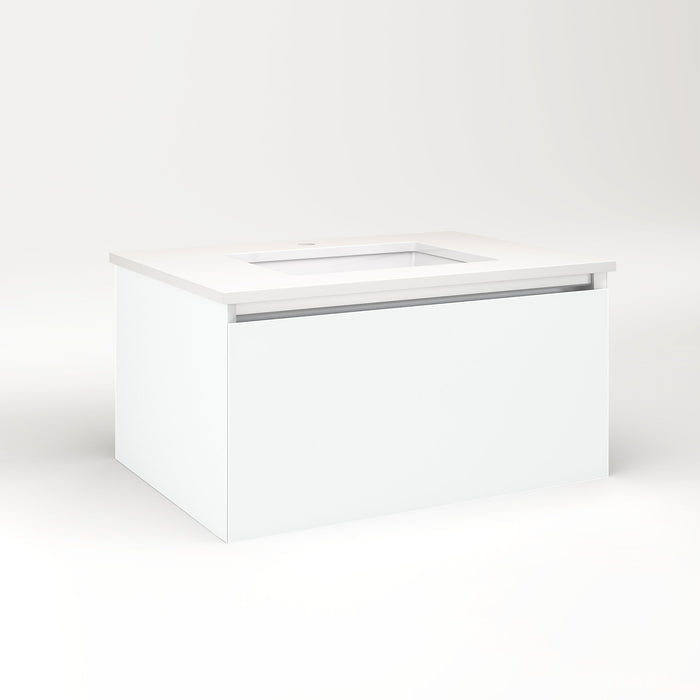 Cartesian 30-1/8" x 15" x 21-3/4" single drawer vanity in matte white with slow-close full drawer and no night light