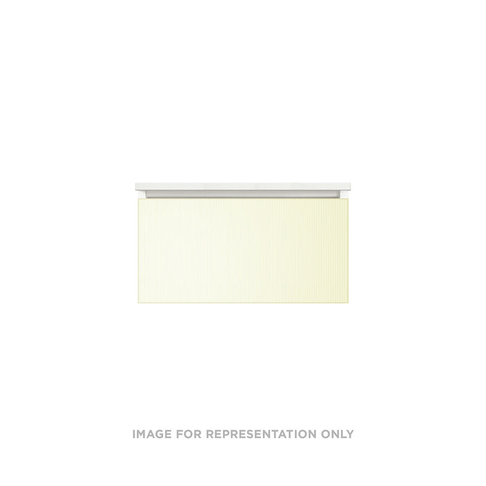 Cartesian 30-1/8" x 15" x 21-3/4" slim drawer vanity in reeded white with slow-close full drawer and selectable night light in 2700K/4000K temperature (warm/cool light)