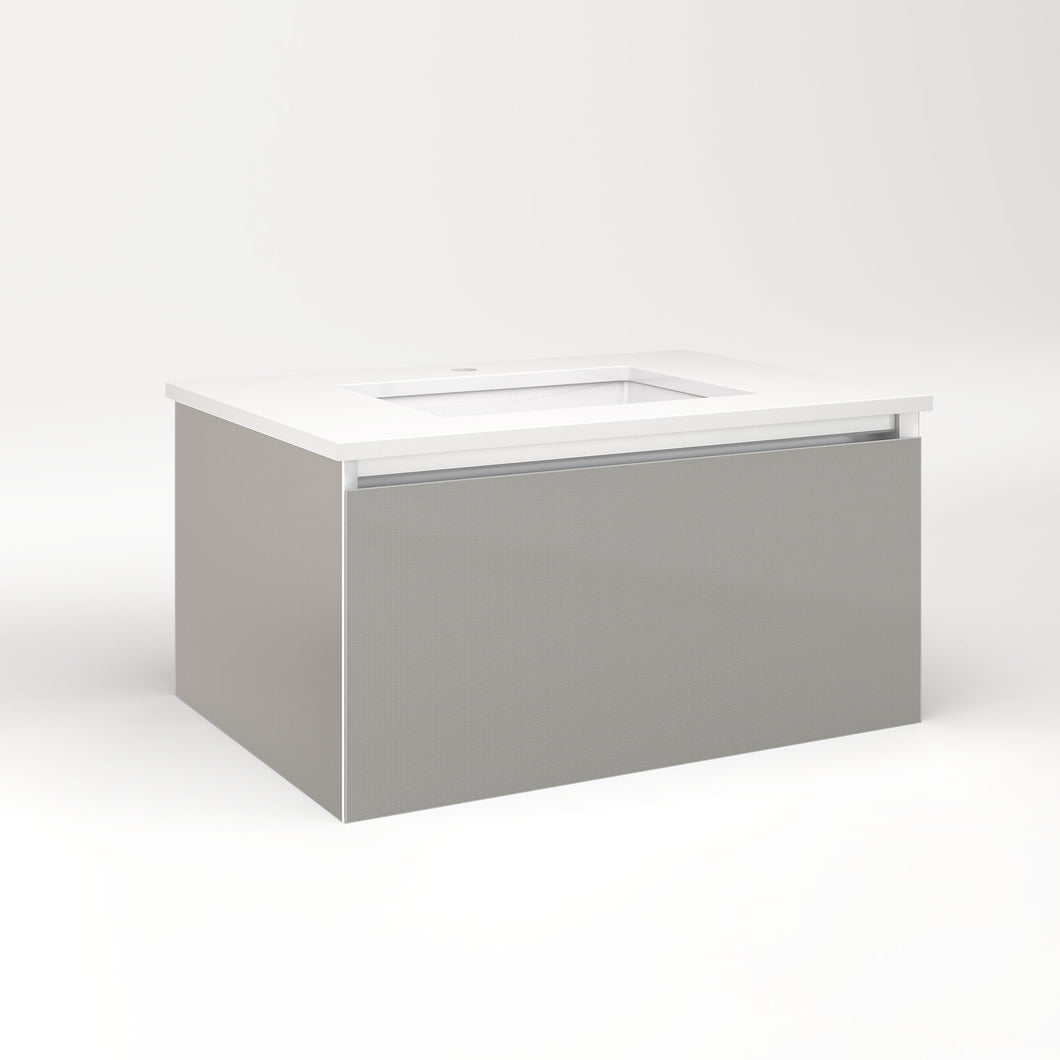 Cartesian 30-1/8" x 15" x 21-3/4" single drawer vanity in silver screen with slow-close plumbing drawer and no night light