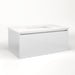 Cartesian 36-1/8" x 15" x 21-3/4" slim drawer vanity in satin white with slow-close full drawer and selectable night light in 2700K/4000K temperature (warm/cool light)