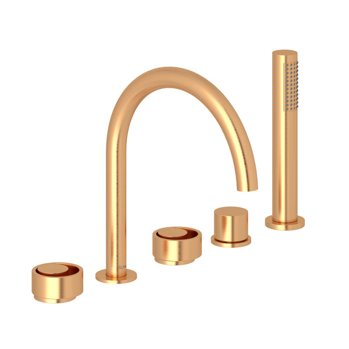 ROHL EC06D5 Eclissi 5-Hole Deck Mount Tub Filler With C-Spout