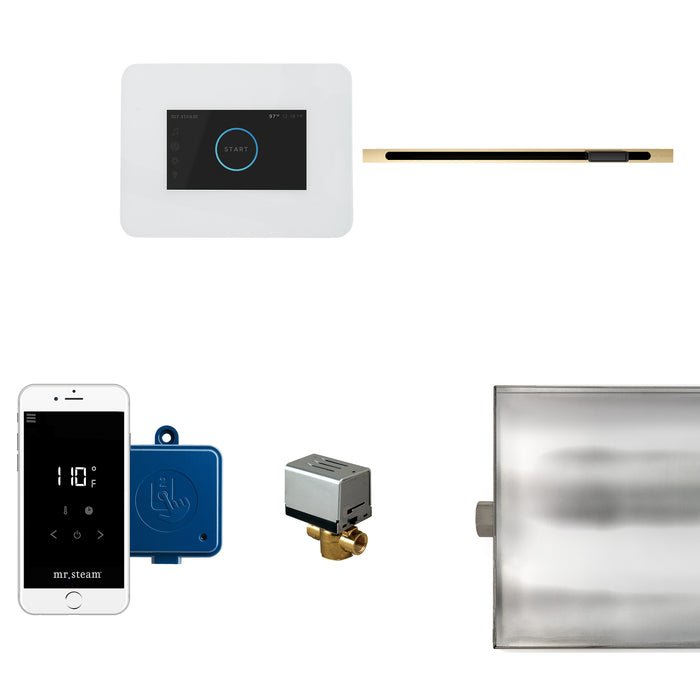 Mr. Steam I3BTLRLWH-PB iButler® Polished Brass Linear in White
