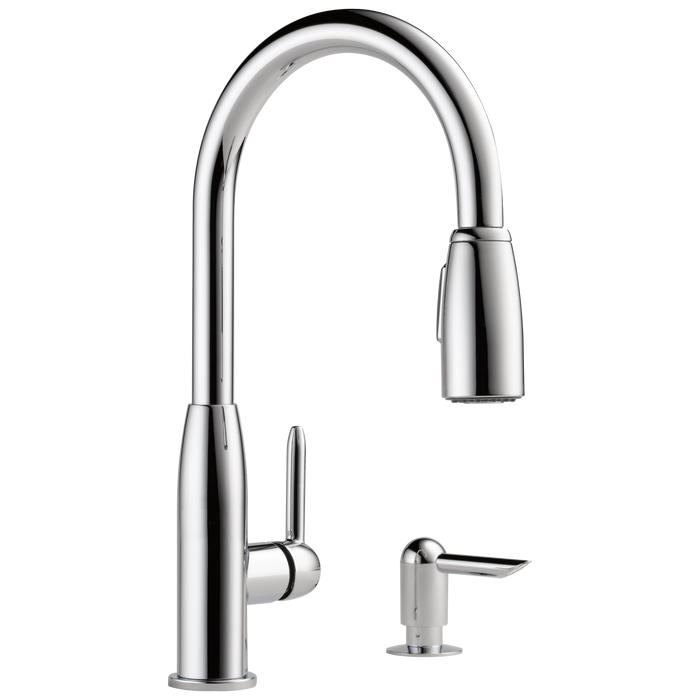Delta P188103LF-SD Apex Single Handle Kitchen Pull-Down with Soap Dispenser