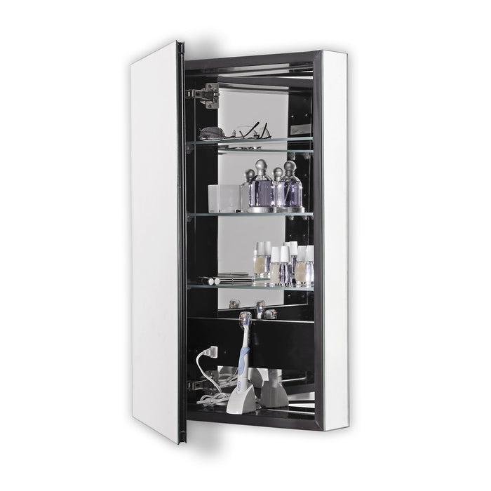 PL Series 15-1/4" x 39-3/8" x 4" flat top cabinet with bevel edge, left hinge, black interior and electric