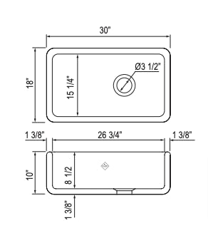 Shaws RC3021 30" Waterside Single Bowl Bowed Farmhouse Apron Front Fireclay Kitchen Sink